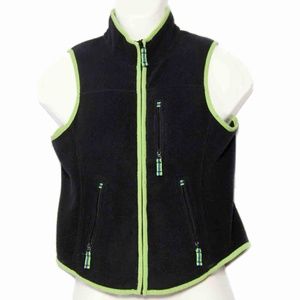 J. Crew Polartec Fleece Vest Women's Black Green Zip Front Size Medium